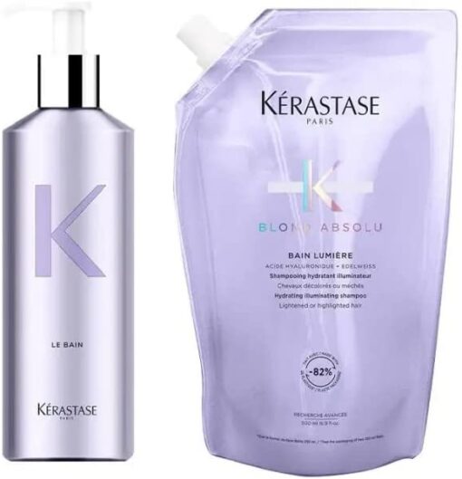 Kerastase Duo Blond Absolu Bain Lumière Recharge Pochette & Bouteille Rechargeable