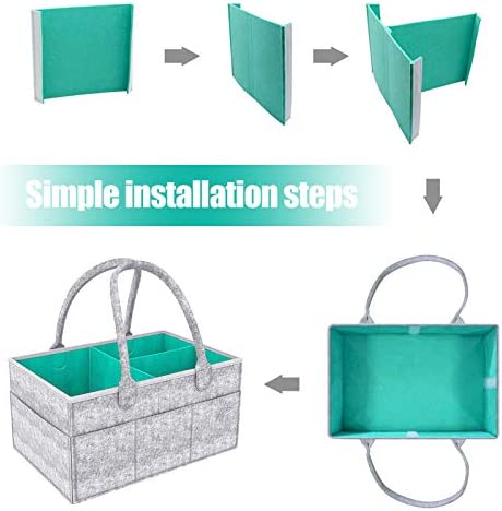 Bébé Diaper Caddy, HyAdierTech Sac a Langer Panier de Rangement pour Bébé, Organiseur Chambre Bébé, Rangement Nurserie, Range Couches Bébé, Liste de Naissance, Table à Langer,Fille, Garçon – Image 3