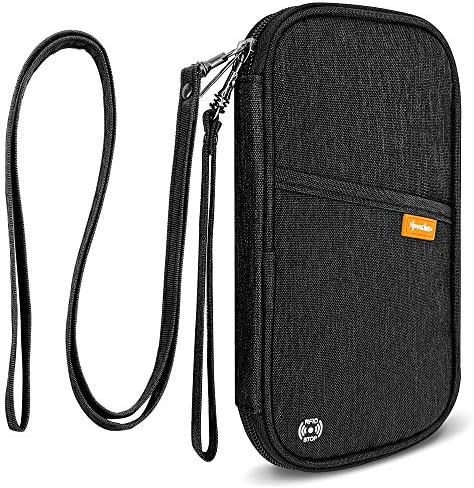 Portefeuille de voyage porte passeport familial porte documents serrure RFID & organisateur pour 5 passeports, cartes de crédit, billets d'avion, argent, Noir , L