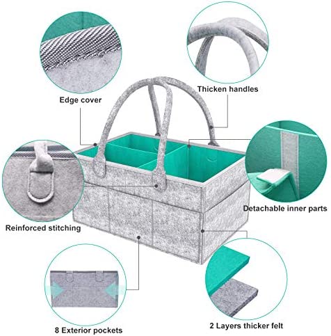 Bébé Diaper Caddy, HyAdierTech Sac a Langer Panier de Rangement pour Bébé, Organiseur Chambre Bébé, Rangement Nurserie, Range Couches Bébé, Liste de Naissance, Table à Langer,Fille, Garçon – Image 4