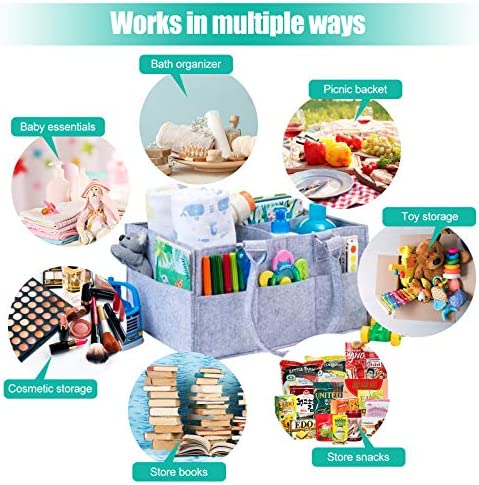 Bébé Diaper Caddy, HyAdierTech Sac a Langer Panier de Rangement pour Bébé, Organiseur Chambre Bébé, Rangement Nurserie, Range Couches Bébé, Liste de Naissance, Table à Langer,Fille, Garçon – Image 6