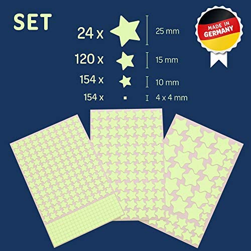 Étoiles phosphorescentes, points lumineux – 452 autocollant fluorescent, stickers fluorescents pour ton ciel étoilé, étoiles phosphorescentes plafond – Image 2