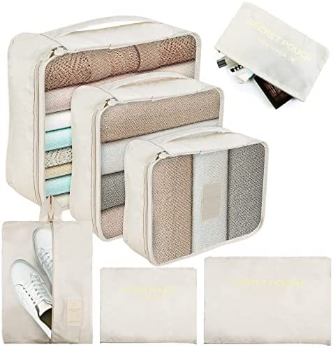Romon Organisateur Valise Lot de 7 ImperméAble Organisateur De Voyage Packing Cubes Organiseur, Rangement Valise Sac de Toilette, Sac Vetement, Sac à Chaussures – Image 9