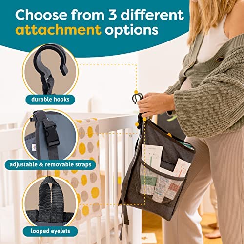 Cradle Star Organiseur de couches à suspendre – Organiseur de couches pour tous les essentiels de bébé – Organiseur de rangement pour couches avec plusieurs poches – 43 x 23 x 23 cm – Gris foncé – Image 4