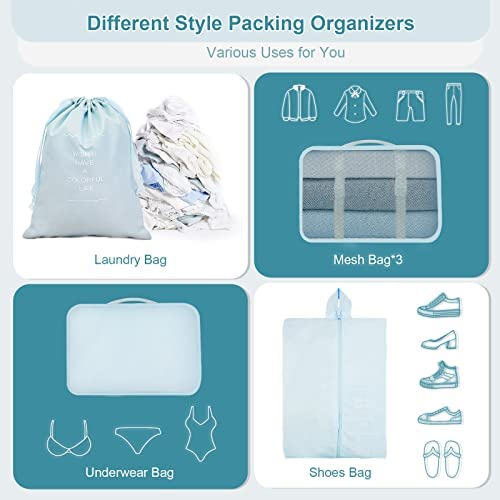 Romon Organisateur Valise Lot de 7 ImperméAble Organisateur De Voyage Packing Cubes Organiseur, Rangement Valise Sac de Toilette, Sac Vetement, Sac à Chaussures – Image 3
