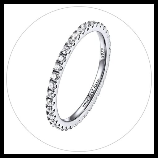 PROSILVER Bague Eternité Femme Argent Personnalisable, Anneau de Fiançailles, Alliance Fine 2mm/2,8mm - Taille 47/49/52/54/57/59/62/64/67 – Image 8