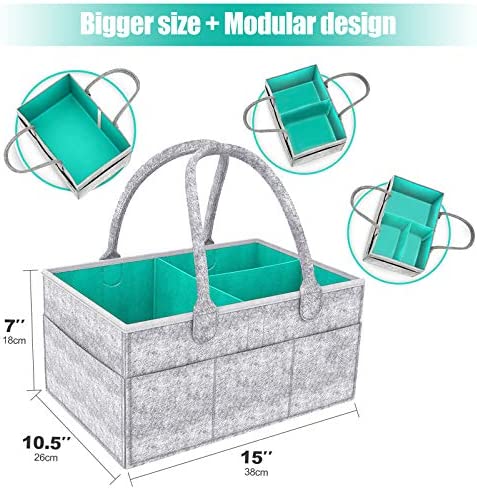 Bébé Diaper Caddy, HyAdierTech Sac a Langer Panier de Rangement pour Bébé, Organiseur Chambre Bébé, Rangement Nurserie, Range Couches Bébé, Liste de Naissance, Table à Langer,Fille, Garçon – Image 2