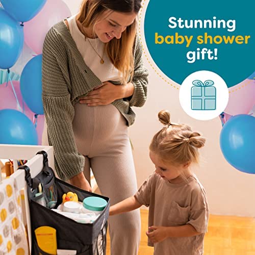 Cradle Star Organiseur de couches à suspendre – Organiseur de couches pour tous les essentiels de bébé – Organiseur de rangement pour couches avec plusieurs poches – 43 x 23 x 23 cm – Gris foncé – Image 5