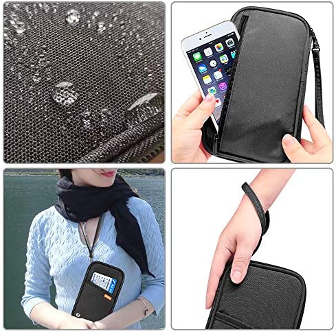 Portefeuille de voyage porte passeport familial porte documents serrure RFID & organisateur pour 5 passeports, cartes de crédit, billets d'avion, argent, Noir , L – Image 5