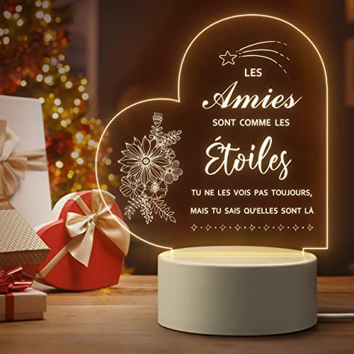 Pandasch Meilleure Amie Cadeau, Cadeau Amie Noel - Veilleuse Gravée, Personnalisé Cadeau pour Une Amie, Cadeau Anniversaire Amie, Idee Cadeau Meilleure Amie Original