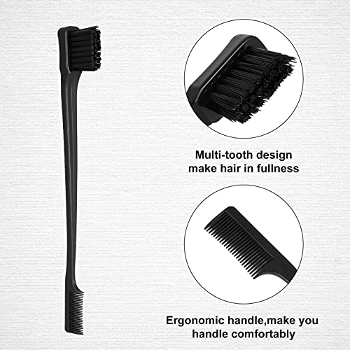 Yorgewd 4 Pièces Set de Brosse à Taquiner, Peigne à Sourcils Brosse à Double Tranchant Peigne Coiffeur Antistatique Peigne Queue de Rat pour Salon de Coiffure à Domicile Coiffer(Noir) – Image 4