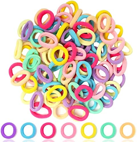 Cooetr Elastique Cheveux Fille, 100 Pièces Mini Chouchou Cheveux, Chouchou Cheveux Fille de Queue de Cheval Doux de Bandes de Cheveux Multicolores pour Filles Bébé Enfants