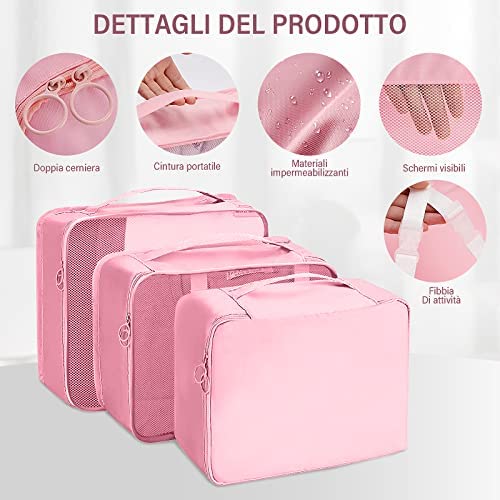 Kit d'organisation de valise 9 pièces, kit de rangement de voyage en tissu imperméable pour vêtements, cosmétiques, chaussures, sous-vêtements, câble de chargement – Image 3