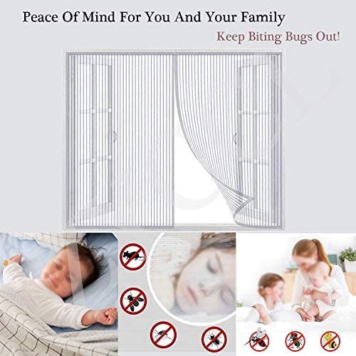 Moustiquaire Fenêtre Magnétique, Auto-AdhéSif en Maille Rideau Aimantée Anti moustique, Automatiquementfermé Détachables, Pour Fenêtre Portes Patio – Image 4