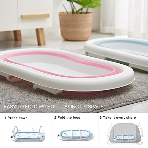 SONARIN Baignoire Pliable pour Bébé avec Détection de Température en Temps Réel,Antidérapante Bassin de Douche Portable Baignoire Bebe avec Coussin pour Nouveau-né Enfants,Drainage Rapide(Rose) – Image 6