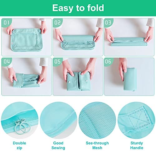 8 pièces Organiseurs de Bagage, Rangement Valise Voyage, Bleu Imperméable Organisateur de Voyage, Organisateur Valise Voyage, Packing Cubes Organiseur pour Les Vêtements, Chaussures Et Cosmétiques – Image 4