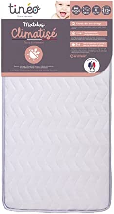 Tinéo - Matelas Climatisé 60x120x10cm - Matelas Bébé - Climatisé - 1 Face Été - 1 Face Hiver - sans Traitement - Densité 16 kg/m3 - Fabriqué en France – Image 2