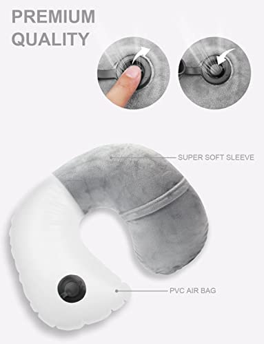 Oreiller de Voyage Gonflable Coussin de Cou pour Avion - Oreillers de Soutien pour la tête et Le Cou Portables compacts en vol, Coussin pour Appui-tête en Forme de U - Système de Valve mis à Jour – Image 3