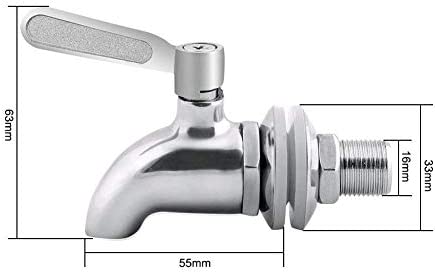 Vicloon Robinet de Tonneau,16mm Distributeur de Boissons,Robinet pour Tonneau de Bière, Robinet pour Vin - en Acier Inoxydable et Taille – Image 2