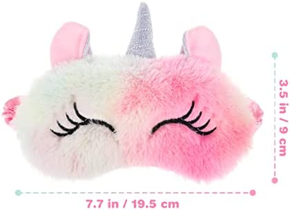 Frcolor Licorne Masque De Sommeil Mignon Licorne Corne En Peluche Bandeau yeux Couverture pour Femmes Filles Enfants Maison Lit Voyager Vol De Voiture Camping Utiliser – Image 3