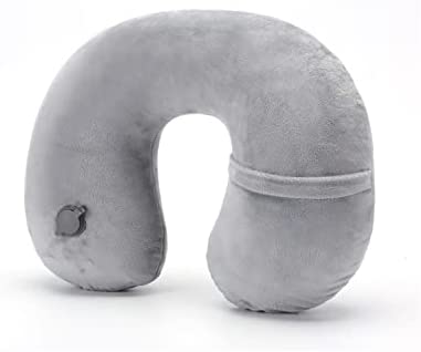 Oreiller de Voyage Gonflable Coussin de Cou pour Avion - Oreillers de Soutien pour la tête et Le Cou Portables compacts en vol, Coussin pour Appui-tête en Forme de U - Système de Valve mis à Jour