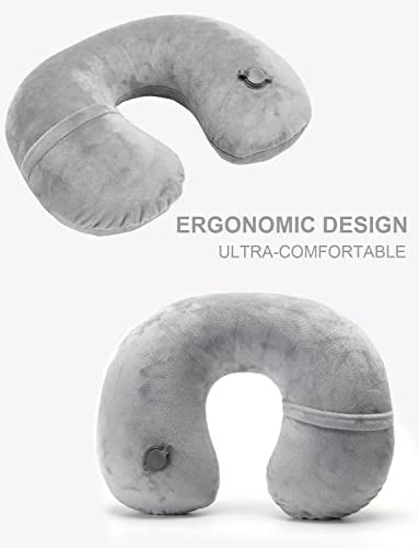 Oreiller de Voyage Gonflable Coussin de Cou pour Avion - Oreillers de Soutien pour la tête et Le Cou Portables compacts en vol, Coussin pour Appui-tête en Forme de U - Système de Valve mis à Jour – Image 2