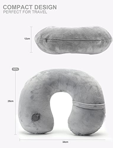Oreiller de Voyage Gonflable Coussin de Cou pour Avion - Oreillers de Soutien pour la tête et Le Cou Portables compacts en vol, Coussin pour Appui-tête en Forme de U - Système de Valve mis à Jour – Image 4