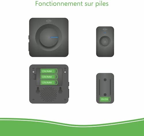 ELRO DB3000 Sonnette de Porte sans Fil - avec récepteur à Piles - 64 Mélodies - Distance sans Fil : 300m - Noir – Image 3