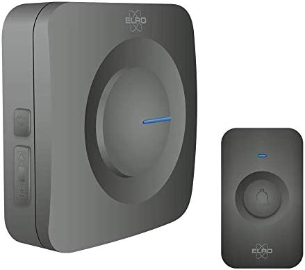 ELRO DB3000 Sonnette de Porte sans Fil - avec récepteur à Piles - 64 Mélodies - Distance sans Fil : 300m - Noir