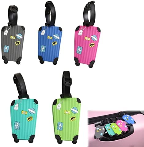 Étiquette Bagage, Étiquettes Valise, Porte Étiquette Bagage, en Alliage D'aluminium avec Cordes en pvc et Porte-Nom pour Prévenir la Perte des Sacs et Valises, 5 Couleurs