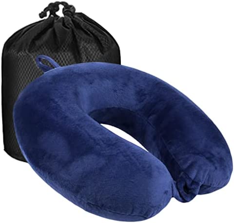 Yuning Oreiller de Voyage, Oreiller de Soutien pour Oreiller Cervical en Mousse à mémoire de Forme, Coussin Cervical, Repose Tete Avion, U-Oreiller pour Un en Train, en Voiture, en Bureau, Bleu