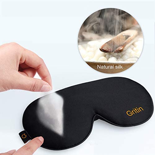 Masque de Nuit, Masque de Sommeil, Gritin Anti-Lumière Ultra-Douce & Confortable 100% Soie Naturelle Masque de Voyage Masque de Yeux avec Sangle Réglable et Bouchons d'oreille pour Homme/Femme/Enfant – Image 5