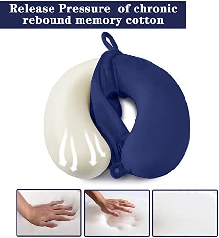 Yuning Oreiller de Voyage, Oreiller de Soutien pour Oreiller Cervical en Mousse à mémoire de Forme, Coussin Cervical, Repose Tete Avion, U-Oreiller pour Un en Train, en Voiture, en Bureau, Bleu – Image 5