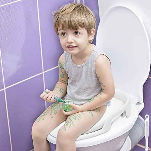 Siège de toilette universel pour enfant - Avec coussin souple - Poignées de sécurité pour garçons et filles de 1 à 7 ans - Blanc – Image 2