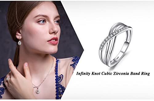 JewelryPalace Taille Rond Zircone Cubique Infini Bague Pour Femme, Bague de Fiançailles Femme, Argent 925/ Plaqué Or Rose/Or Jaune, Bagues Anniversaire Mariage Promise Alliance, Bijoux Cadeau – Image 6