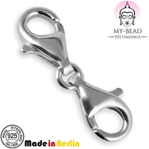 My-Bead fermoir mousqueton double 24mm Argent 925 sans nickel pour colliers et bracelets Qualité par bijoutier – Image 2