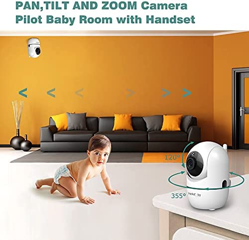 Babyphone Camera, HelloBaby HB65 Bébé Moniteur Vidéo,Écran de 3,2 pouces, angles de vue à 360 degrés, caméra bébé à distance Pan-Tilt-Zoom, vision nocturne, fonction interphone, capteur de température – Image 3