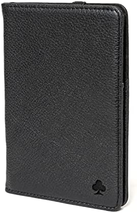 Porter Riley - Porte Passeport en Cuir Véritable avec Fermeture par Bande élastique (Noir Pur)