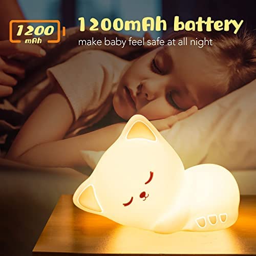 Veilleuse Bébé Veilleuse Enfant Kawaii Deco Chambre Fille, 16 Couleurs Veilleuse Chat Veilleuse Bébé Lampe de Chevet Enfant, Veilleuse Bébé Veilleuse Chat Kawaii Decor, Veilleuse BeBe Cadeau Fille – Image 3