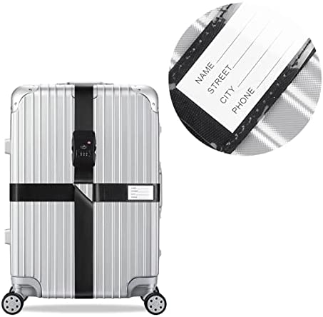 LEcylankEr 2 Pièces Sangle Valise Voyage, Sangle pour Valise avec Étiquettes de Bagages e Cadenas Code, Croix Sangle à Bagages pour Valises Réglable (1) – Image 7