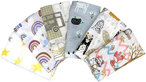 Clevere Kids Lot de 6 chiffons en gaze, imprimés, certifiés Oeko-TEX, double tissage, 70 x 80 cm, langes, conviennent aux filles – Image 10