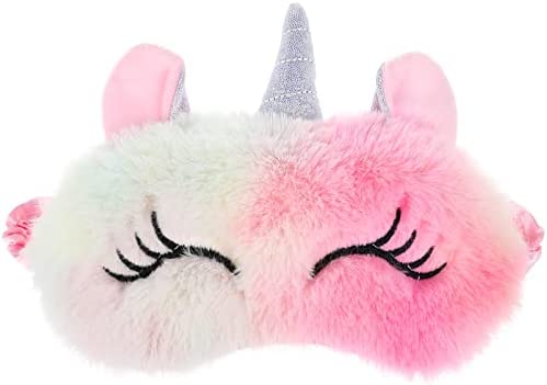Frcolor Licorne Masque De Sommeil Mignon Licorne Corne En Peluche Bandeau yeux Couverture pour Femmes Filles Enfants Maison Lit Voyager Vol De Voiture Camping Utiliser
