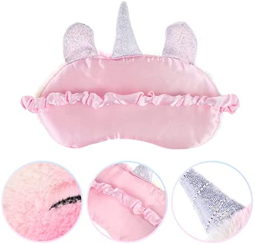 Frcolor Licorne Masque De Sommeil Mignon Licorne Corne En Peluche Bandeau yeux Couverture pour Femmes Filles Enfants Maison Lit Voyager Vol De Voiture Camping Utiliser – Image 4