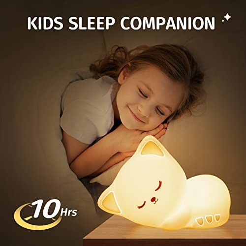 Veilleuse Bébé Veilleuse Enfant Kawaii Deco Chambre Fille, 16 Couleurs Veilleuse Chat Veilleuse Bébé Lampe de Chevet Enfant, Veilleuse Bébé Veilleuse Chat Kawaii Decor, Veilleuse BeBe Cadeau Fille – Image 5