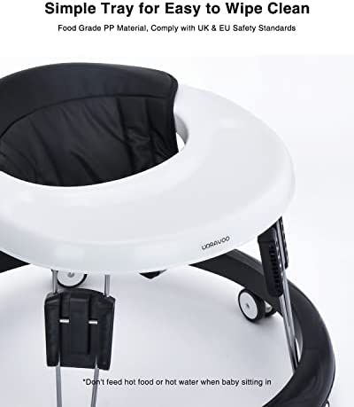 UBRAVOO Trotteur Bebe, Trotteurs Marche Bebe avec Roue Universelle et Hauteur réglable, Pliant Trotteur pour Filles & Garçons 6-18 Mois, ZM-01, PU Noir – Image 3