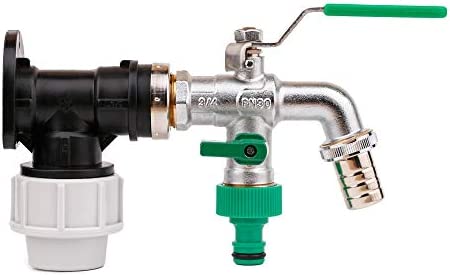 BFG Robinet d'eau, entrée 25mm, laiton, polyéthylène, acier inoxydable, 25mmx¾", 19x9.5x8cm, 440g, deux sorties indépendantes (ouverture et fermeture), durable, résistant au gel. – Image 2