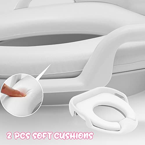 Siège de toilette universel pour enfant - Avec coussin souple - Poignées de sécurité pour garçons et filles de 1 à 7 ans - Blanc – Image 4