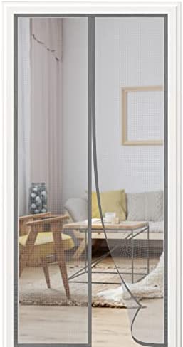 Moustiquaire Porte Fenetre Magnétique 130x220 cm, Rideau Anti Moustique Convient à Toutes les Tailles de Portes de Balcon, de Portes de Salon, de Portes Extérieures, de Portes Coulissantes, etc. Gris