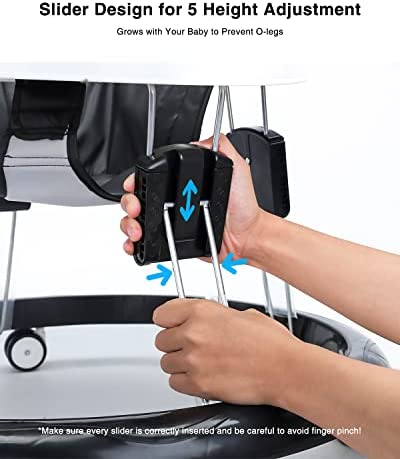 UBRAVOO Trotteur Bebe, Trotteurs Marche Bebe avec Roue Universelle et Hauteur réglable, Pliant Trotteur pour Filles & Garçons 6-18 Mois, ZM-01, PU Noir – Image 4