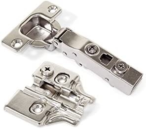 Emuca 1011307 Lot de 20 charnières à visser Ø35mm 100° fermeture douce montage en applique et embases à visser avec réglage excentrique – Image 4